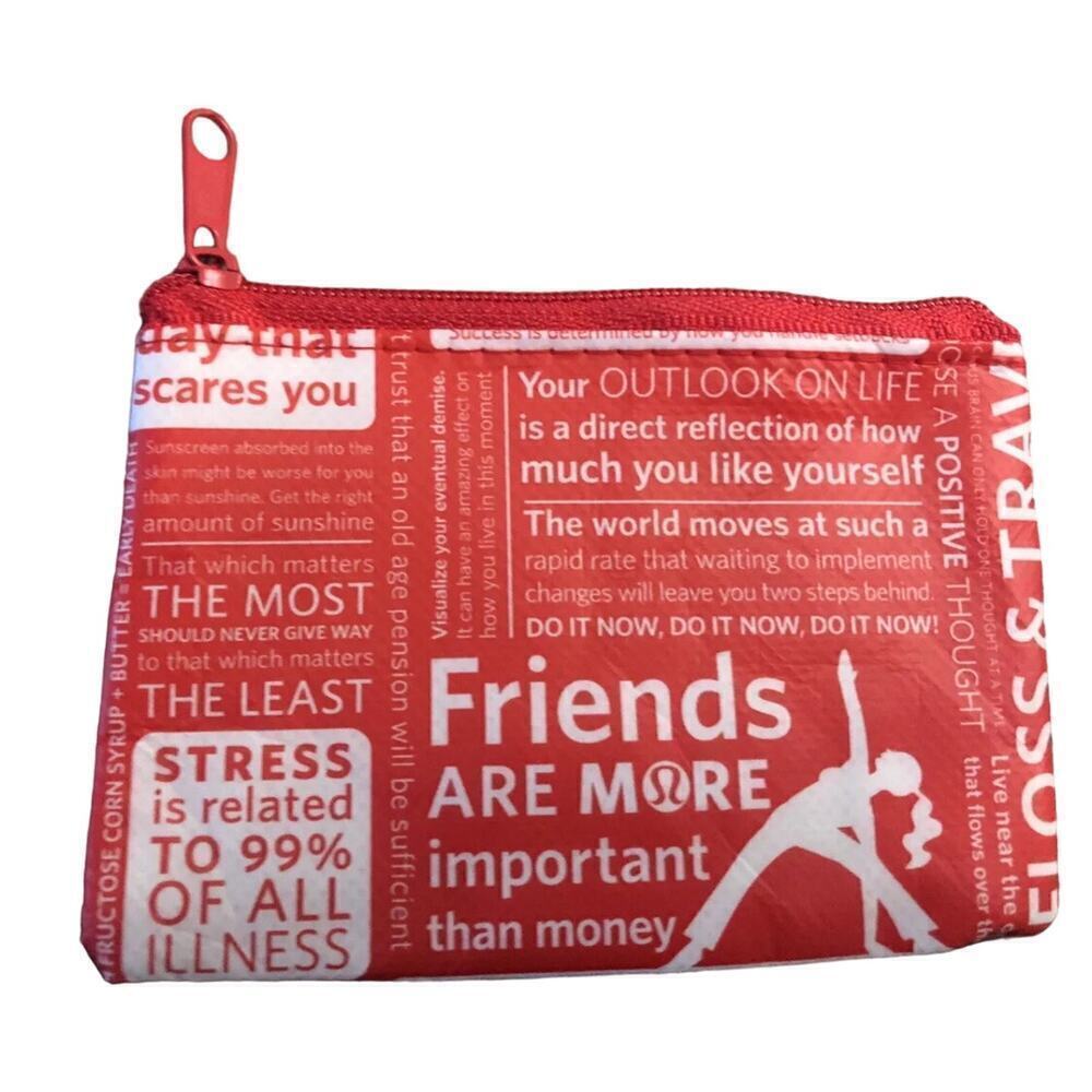 LULULEMON Two (2) Red Manifesto Coin Purse ID Card Mini Pouch NWOT - Picture 3 of 7